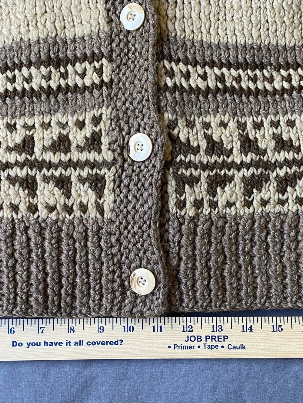 Polo by Ralph Lauren Cream and Brown Fair Isle Shawl Collar Cardigan